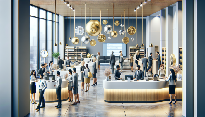 Best Bank for Debt Consolidation Loans: Top Banks To Consider | DCL Modern Chase Bank interior with diverse customers and clear loan option signage.