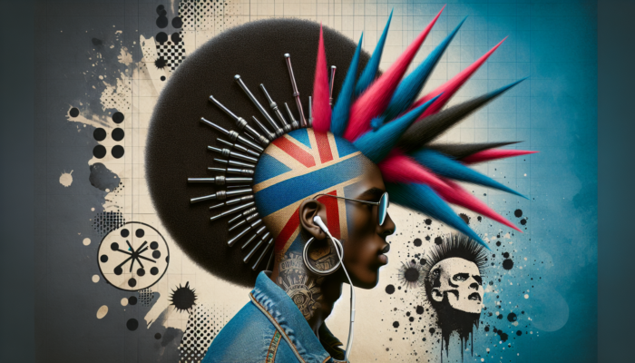 70s afro symbolizing Black Power and punk hairstyles representing rebellion and social activism.