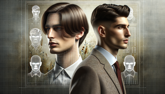 Man with casual chin-length bob and another with textured undercut, both sophisticated.