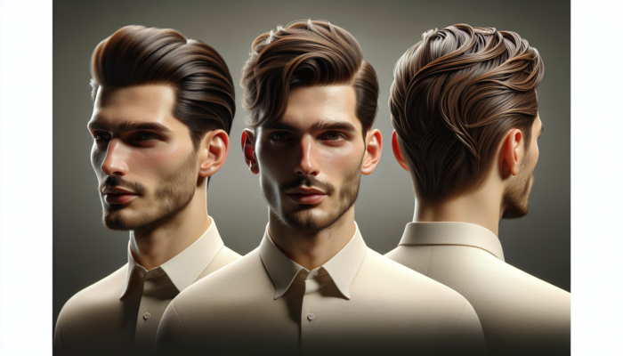 Man with medium length hair styled in slicked back, messy textured, and neat side part hairstyles.