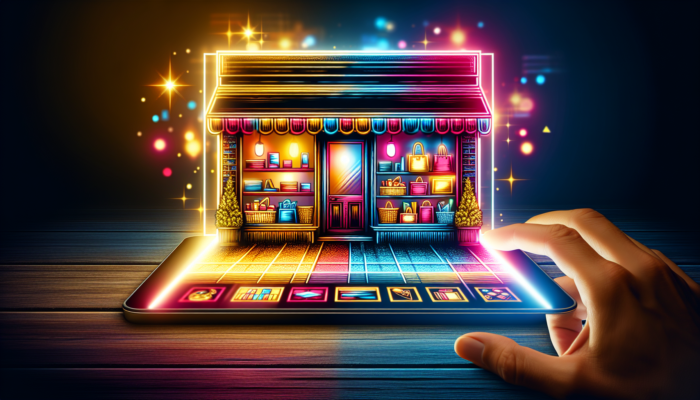 A vibrant storefront with clear signage, high-quality product images, and an optimized Google Business listing on a digital device.