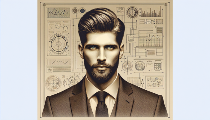 Short Haircuts for Men: Classic crew cut on a man, neat style with a rugged beard, exuding timeless elegance.