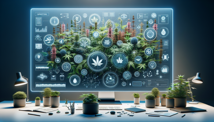 A digital interface with herbal plants and icons linking to resources on herbal benefits.