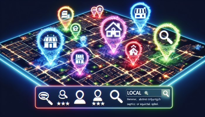 A digital map showcasing local businesses with ratings, emphasizing the top three in the "local pack" that benefit from increased traffic.