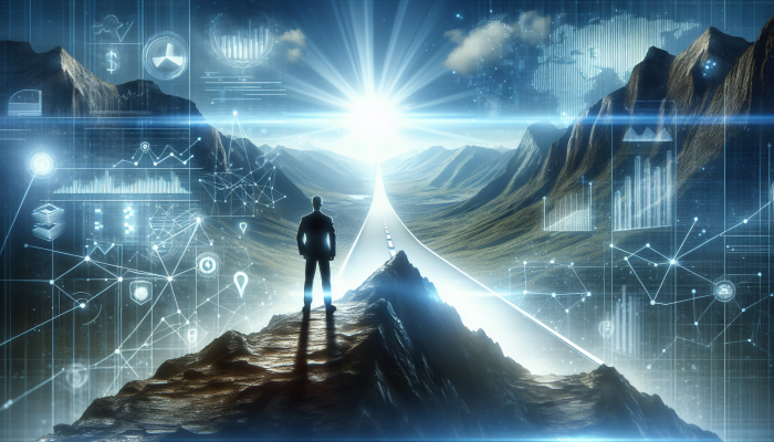 Debt Consolidation Plan: Discover Emotional Benefits for Peace | DCL A person triumphantly stands on a mountain peak, symbolizing victory over debt and a path to financial freedom and emotional well-being.