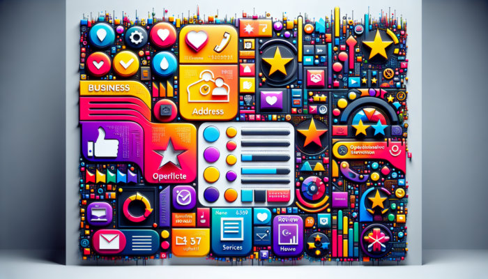 A vibrant Google My Business profile with optimized sections and positive review stars.