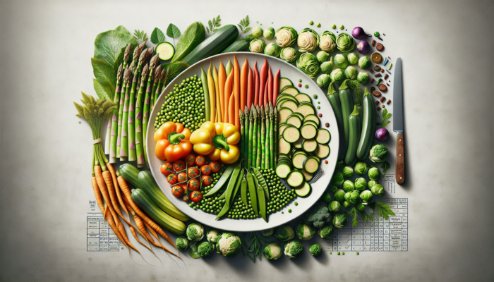Spring asparagus and peas, summer zucchini and bell peppers, autumn carrots and Brussels sprouts in a vibrant seasonal dish.