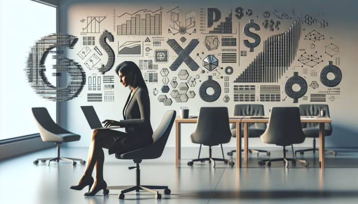 Debt Consolidation Calculators for Effective Financial Management | DCL A person using a debt consolidation calculator on a laptop amidst financial charts in a minimalist office.