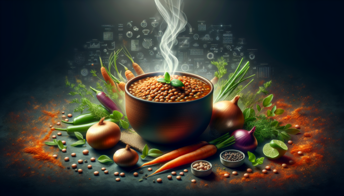 Climate-Friendly Diets: A steaming bowl of lentil stew with carrots, onions, and herbs, symbolising comfort and nutrition.