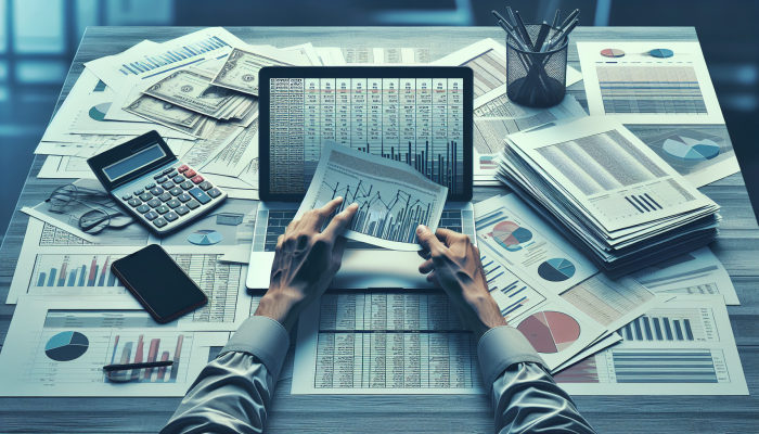 How To Start With Debt Consolidation Loans: A Beginner's Guide | DCL A person organizing a budget on a desk with financial documents, calculator, and laptop in a modern office.