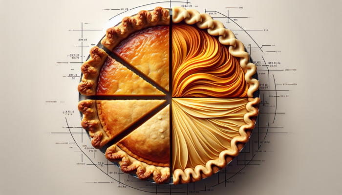 Secrets to a Flaky Pie Crust: Three pies, one with flaky crust from shortening, one with buttery crust, and one combining both for optimal flavour and texture.