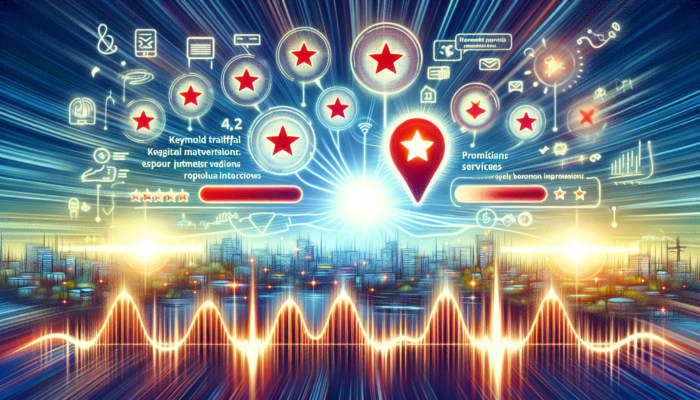 A digital marketing dashboard displaying Yelp insights, keyword traffic, customer engagement, and targeted promotions.