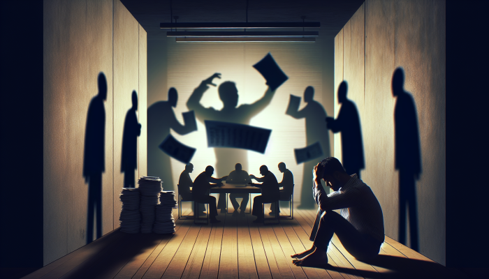 How Debt Consolidation Changed My Life: A UK Journey | DCL Person in dimly lit room, overwhelmed by bills, head in hands, showing anxiety and isolation from debt.