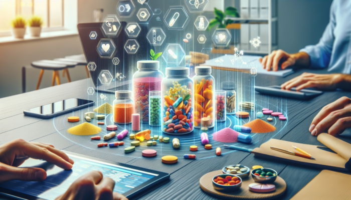 A vibrant collection of dietary supplements in various forms on a desk.
