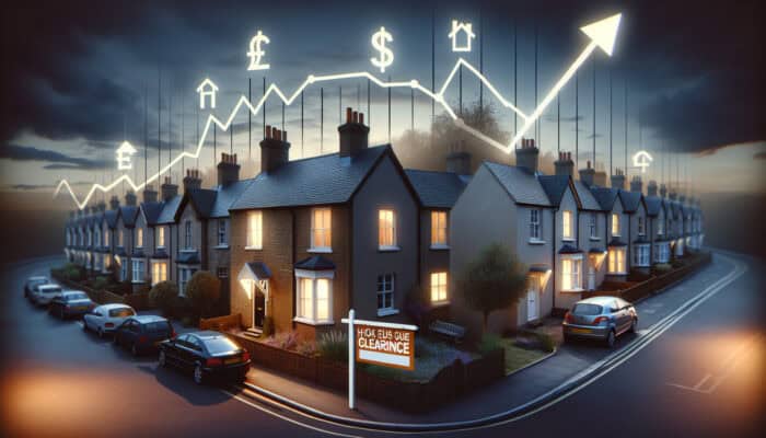 Graph illustrating fluctuations in the UK house clearance market prices correlated with economic indicators and conditions.