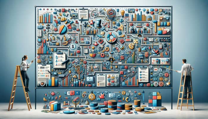 Infographic illustrating essential steps for budget clearance with flowcharts, checklists, and financial icons.