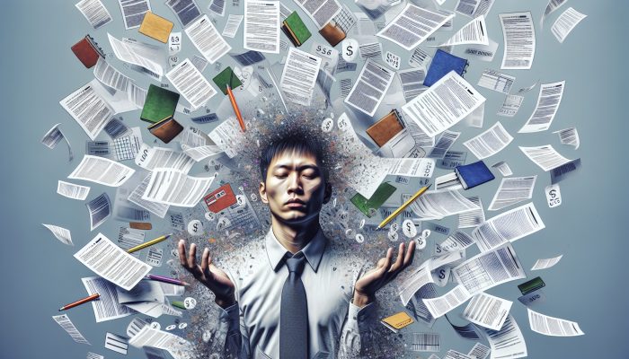 Debt Consolidation Loans for Small Debts: UK Guide | DCL Individual consolidating multiple bills into a single folder, symbolising financial clarity and relief.