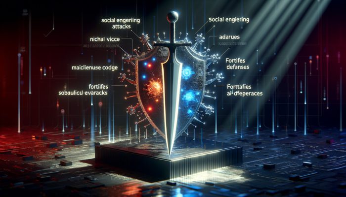 AI as a dual-edge tool in cybersecurity, improving attacks and strengthening defenses.