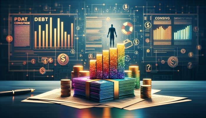 Consolidating Payday Loans With A Loan: Benefits Explained | DCL Loan documents merging into a golden contract on a desk, with coins, debt graphs, and a relieved figure symbolizing financial freedom.